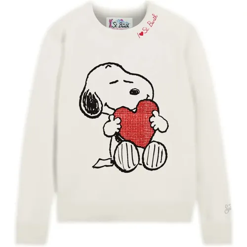 Snoopy Heart Crewneck Sweater , Damen, Größe: S - MC2 Saint Barth - Modalova