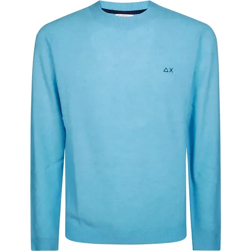 Alpaka Solid Runder Pullover , Herren, Größe: L - Sun68 - Modalova