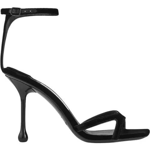 Schwarze Samt High Heel Sandalen , Damen, Größe: 37 1/2 EU - Jimmy Choo - Modalova