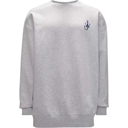 Grey Cotton Sweater with Anchor Logo , male, Sizes: XS, S, L, XL, M - JW Anderson - Modalova