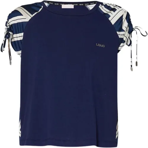 Striped Satin Crew Neck Womens T-Shirt , female, Sizes: XS - Liu Jo - Modalova
