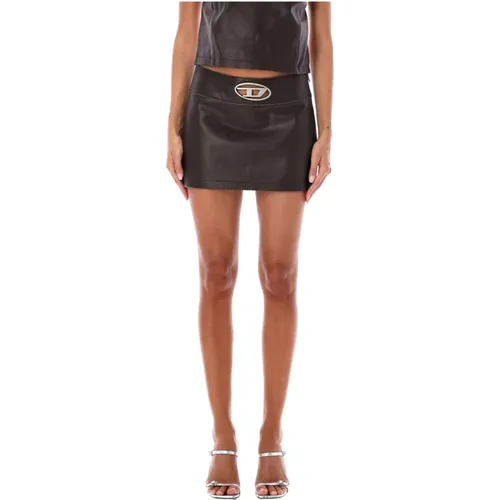 Leather Mini Skirt High Waist , female, Sizes: L - Diesel - Modalova