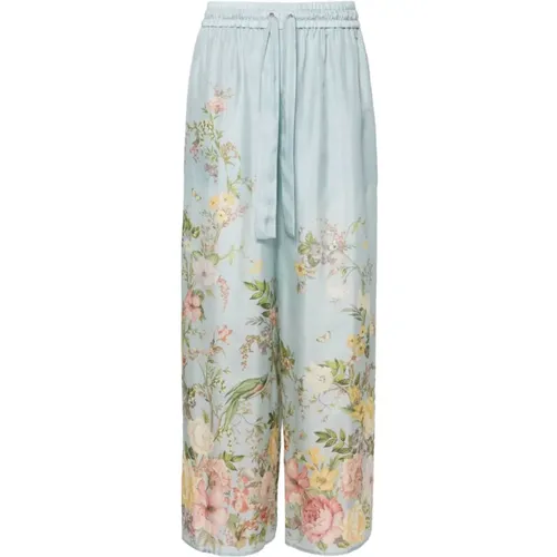 Floral Silk Palazzo Trousers , female, Sizes: 2XS, S, XS - Zimmermann - Modalova