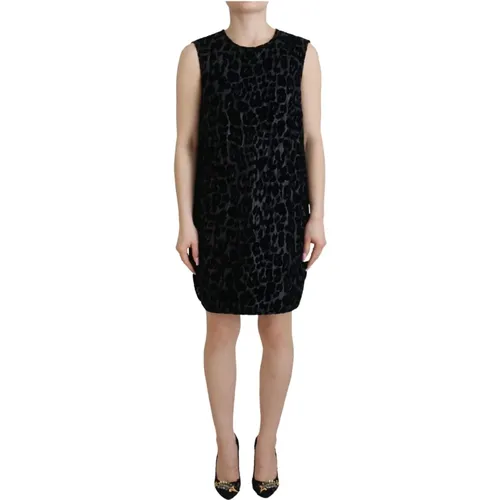 Leopard Shift Mini Dress , female, Sizes: XS - Dolce & Gabbana - Modalova