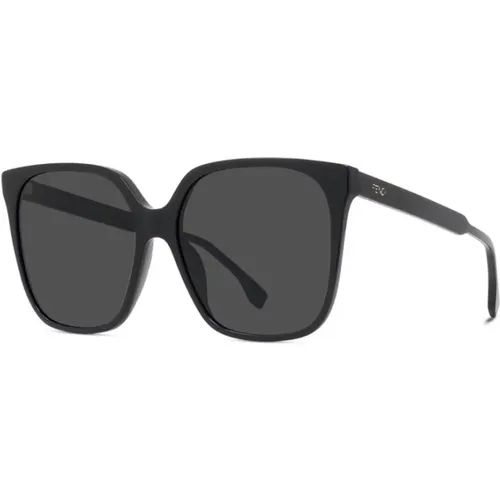 Glänzende Schwarze Sonnenbrille - Fendi - Modalova