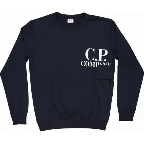 Langarmiges Baumwoll-Sweatshirt mit Logo-Tasche - C.P. Company - Modalova