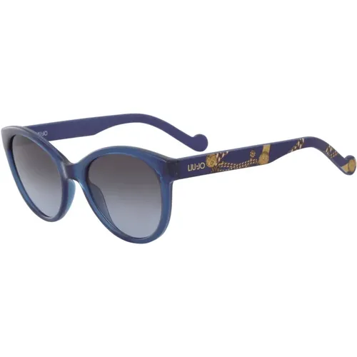 Blau/Bedruckte Sonnenbrille mit Grauem Verlaufsglas - Liu Jo - Modalova