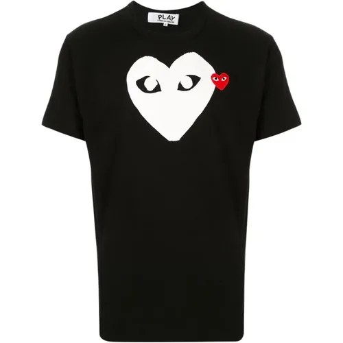 Schwarzes T-Shirt mit Frontdruck - Comme des Garçons Play - Modalova