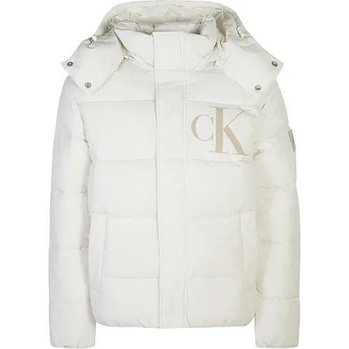 Weiße Parka Herren Winterjacke , Herren, Größe: XL - Calvin Klein Jeans - Modalova