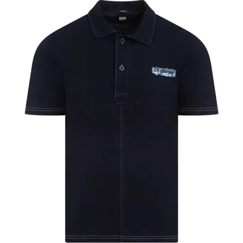 Blaues Baumwoll-Poloshirt , Herren, Größe: M - C.P. Company - Modalova