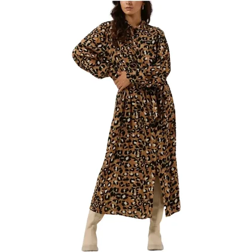 Leopard Maxi Shirt Kleid , Damen, Größe: S - Colourful Rebel - Modalova