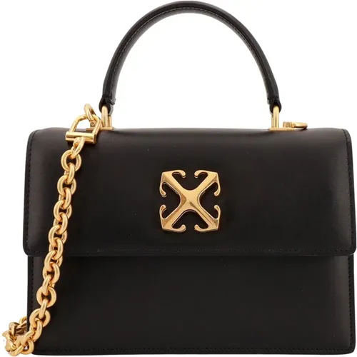 Leather Handbag with Flap Closure , female, Sizes: ONE SIZE - Off White - Modalova