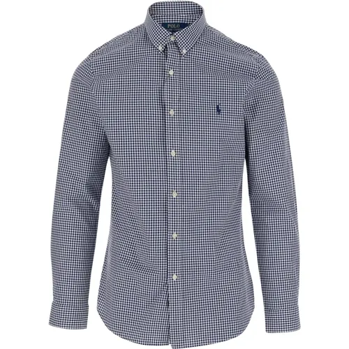 Kariertes Button-Down Hemd Navy , Herren, Größe: L - Polo Ralph Lauren - Modalova