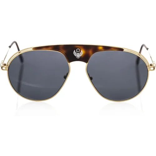 Shield Sunglasses Metal Profile Havana Lens , male, Sizes: ONE SIZE - Frankie Morello - Modalova