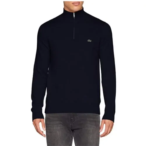 Blauer Woll-Halb-Zip-Pullover , Herren, Größe: S - Lacoste - Modalova