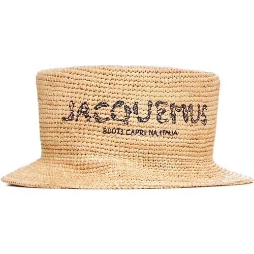 Raffia Hat with Black Logo , female, Sizes: 56 CM, 58 CM - Jacquemus - Modalova