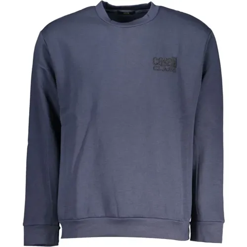 Elegantes Sweatshirt mit Stickerei Blau , Herren, Größe: M - Cavalli Class - Modalova