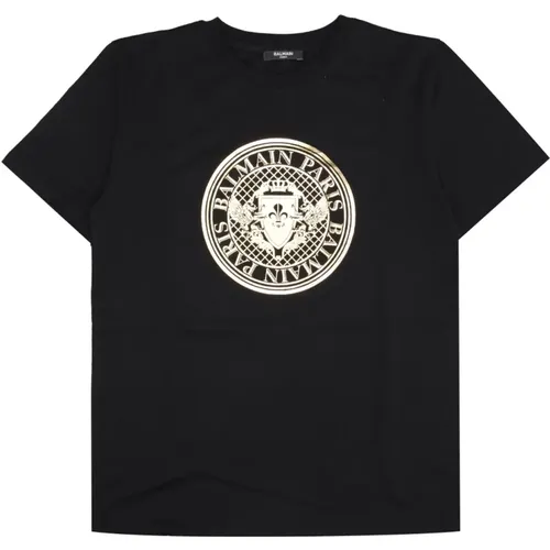 Schwarze Baumwoll-Crew-Neck T-Shirts und Polos - Balmain - Modalova