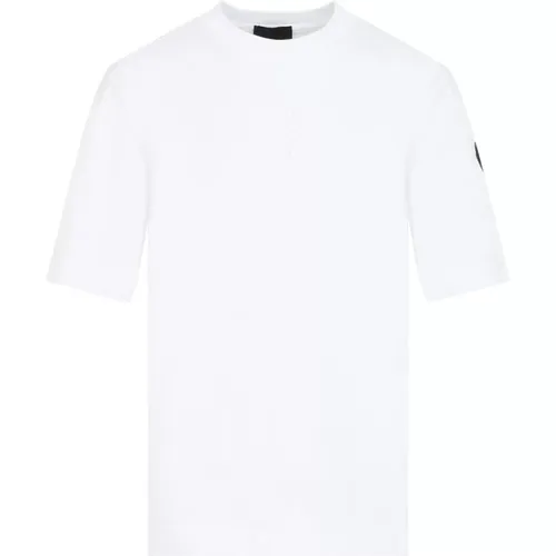 Weißes Baumwoll-T-Shirt Rundhals - Moncler - Modalova