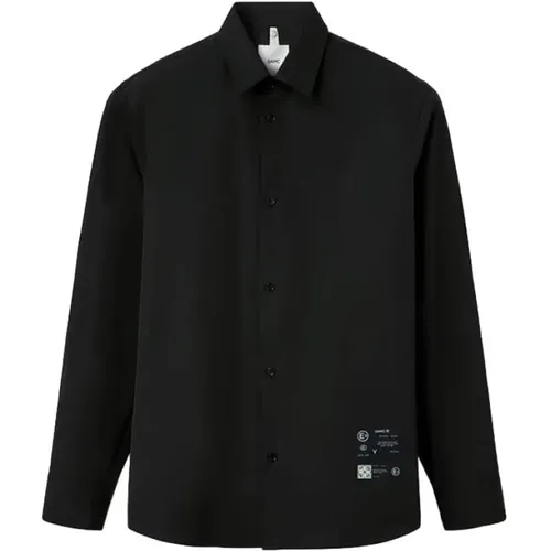 Schwarzes Gewebtes Mark Hemd Button-Down , Herren, Größe: L - OAMC - Modalova