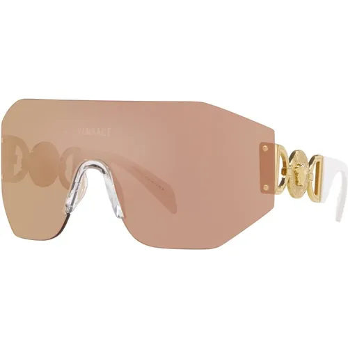 Gold/Braun Roségold Sonnenbrille - Versace - Modalova