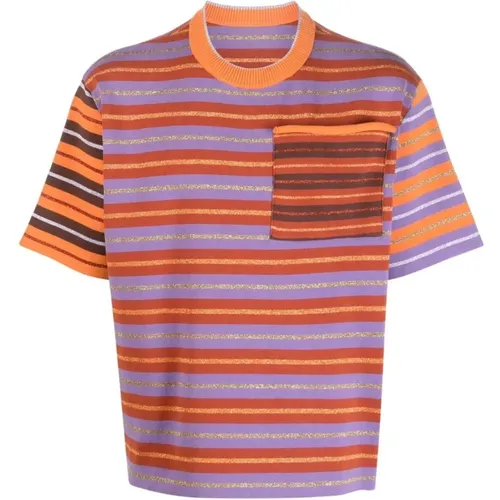 T-Shirt mit Multicolor-Streifenmuster , Herren, Größe: M - Jacquemus - Modalova