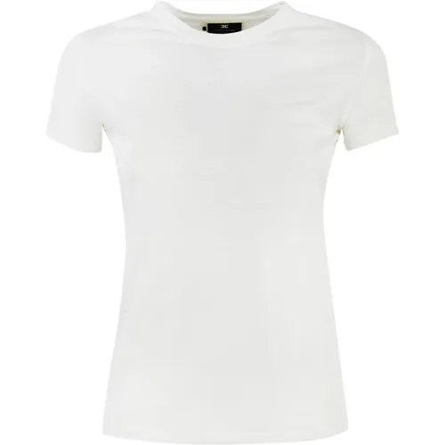 Cotton Logo T-Shirt for Women , female, Sizes: L, M - Elisabetta Franchi - Modalova
