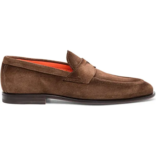 Wildleder Loafer für Herren , Herren, Größe: 41 EU - Santoni - Modalova