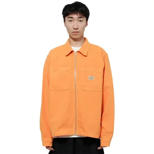 Orange Canvas Zip Hemd Stüssy - Stüssy - Modalova