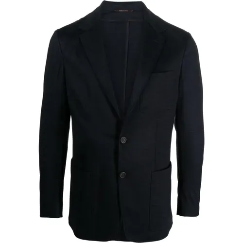 Navy Checkered Blazer , male, Sizes: XL - Canali - Modalova