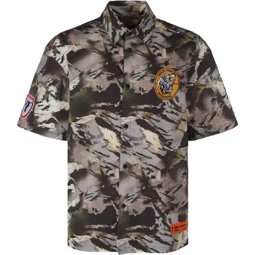 Camouflage Popeline Hemd , Herren, Größe: L - Heron Preston - Modalova