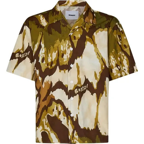 Beige Camouflage Print Shirt with Button Closure , male, Sizes: M, L, S, XL - Bonsai - Modalova