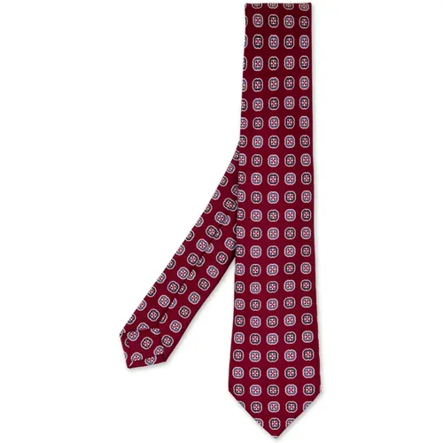 Burgundy Silk Geometric Tie , male, Sizes: ONE SIZE - Kiton - Modalova