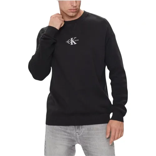 Schwarzer Monochrom-Logo-Pullover - Calvin Klein - Modalova