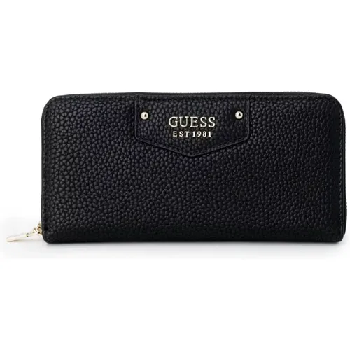 Schwarze Einfache Reißverschluss Brieftasche Frauen , Damen, Größe: ONE Size - Guess - Modalova