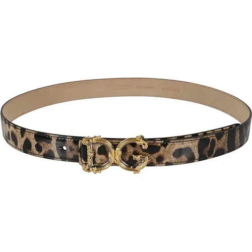 Leopardenmuster DG-Schnallen Gürtel , Damen, Größe: 80 CM - Dolce & Gabbana - Modalova