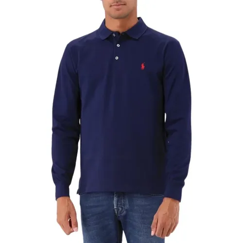 Navy Stretch Polo Slim Fit , Herren, Größe: XS - Polo Ralph Lauren - Modalova