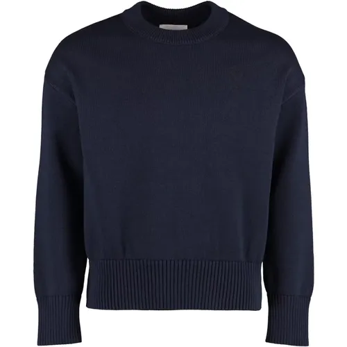 Gerippter Langarm-Pullover , Herren, Größe: XL - Ami Paris - Modalova