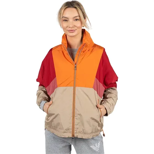 Lockere Passform Jacke mit Versteckter Kapuze , Damen, Größe: M - Geox - Modalova