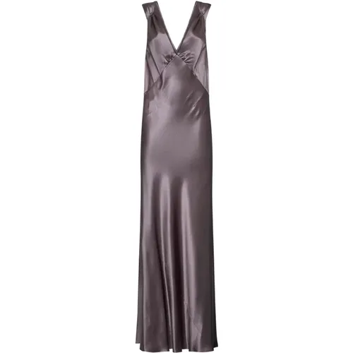 Taupe Rose Seiden Satin Kleid - Saint Laurent - Modalova