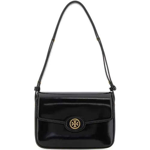 Stilvolle schwarze Leder-Schultertasche , Damen, Größe: ONE Size - TORY BURCH - Modalova