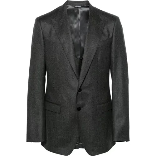 Melange Grey Wool Blazer , male, Sizes: L, XL - Dolce & Gabbana - Modalova