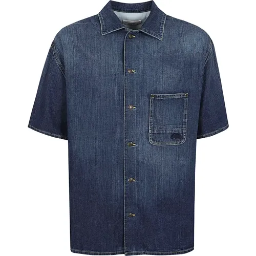 Blaugewaschenes Hawaiian Denim Hemd , Herren, Größe: L - alexander mcqueen - Modalova