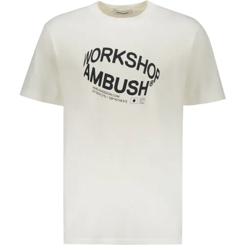 Geripptes Baumwoll-T-Shirt Frontdruck - AMBUSH - Modalova