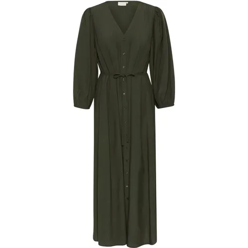 Waldnacht Kleid mit ¾ Ärmeln , Damen, Größe: 2XS - Kaffe - Modalova