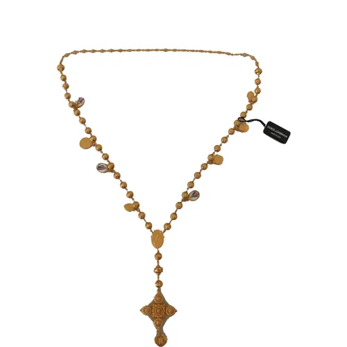 Halskette mit religiösem Kreuz - Dolce & Gabbana - Modalova