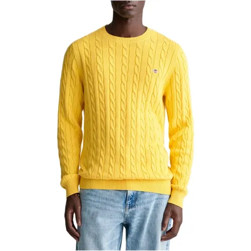 Cotton Cable C-Neck Sweater , male, Sizes: L, 2XL, XL, M, S - Gant - Modalova
