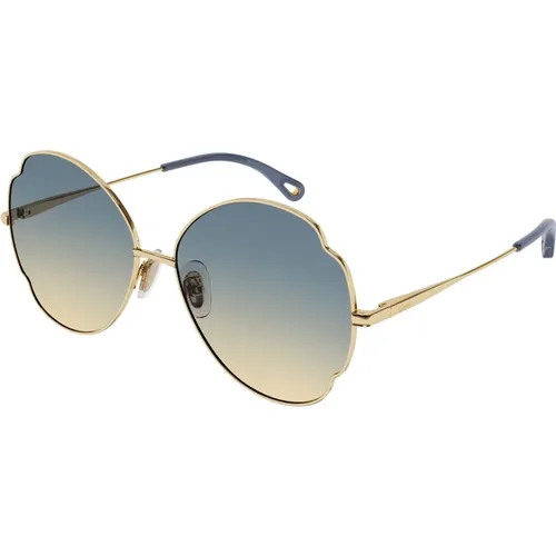 Shiny Classic Gold Sunglasses Ch0093S , female, Sizes: 60 MM - Chloé - Modalova