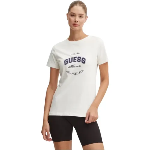 Baumwoll Logo T-Shirt - Weiß , Damen, Größe: XS - Guess - Modalova