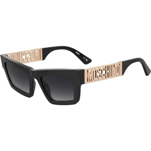 Dark Grey Shaded Sunglasses , female, Sizes: 53 MM - Moschino - Modalova